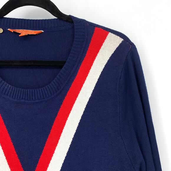 Modcloth Well Prepped Pullover Scoop Neck Sweater Sz M Navy White Red Striped - Picture 3 of 6
